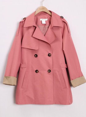 朵以2021专柜秋新款双排扣风衣外套中长款长袖西装翻领36DQ731068