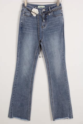 朵以2023春装新款正品百搭高腰修身牛仔裤长裤女38dc231127原359