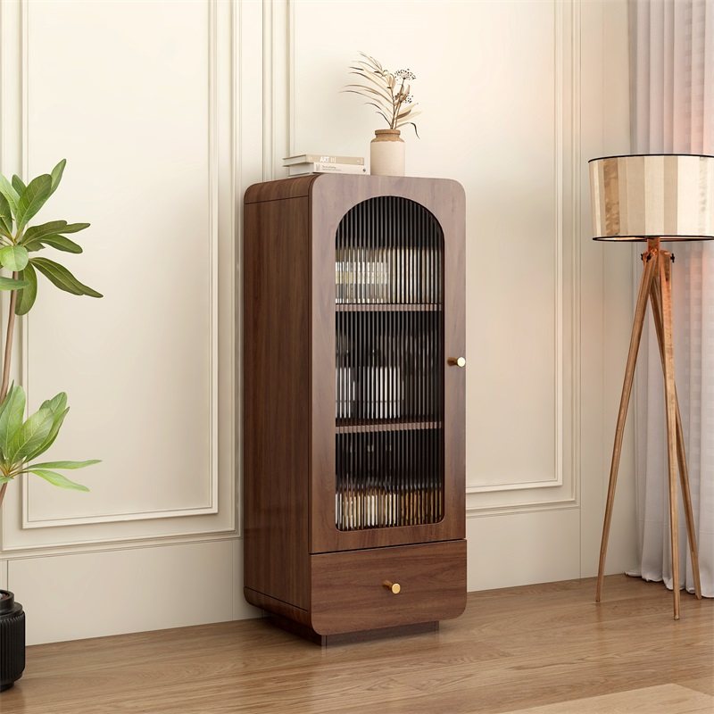 新中式玻璃门置物柜小型靠墙家用客厅立柜电视边柜展示置物储物柜,住宅家具,斗柜,淘宝优惠券,粉丝福利购,淘宝优惠卷