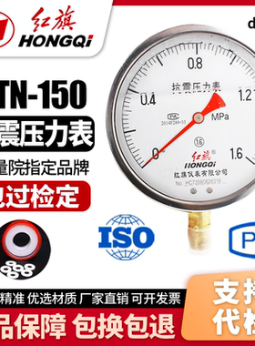 厂家直销 红旗牌仪表 耐震抗震压力表YTN-150 0-1MPa充油压力表