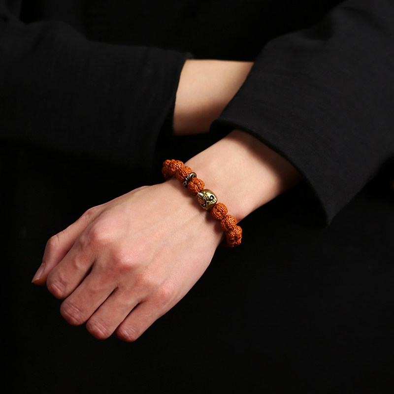 小金刚菩提子手串配饰单圈帝王花原籽核桃爆肉五瓣佛珠文玩手链男