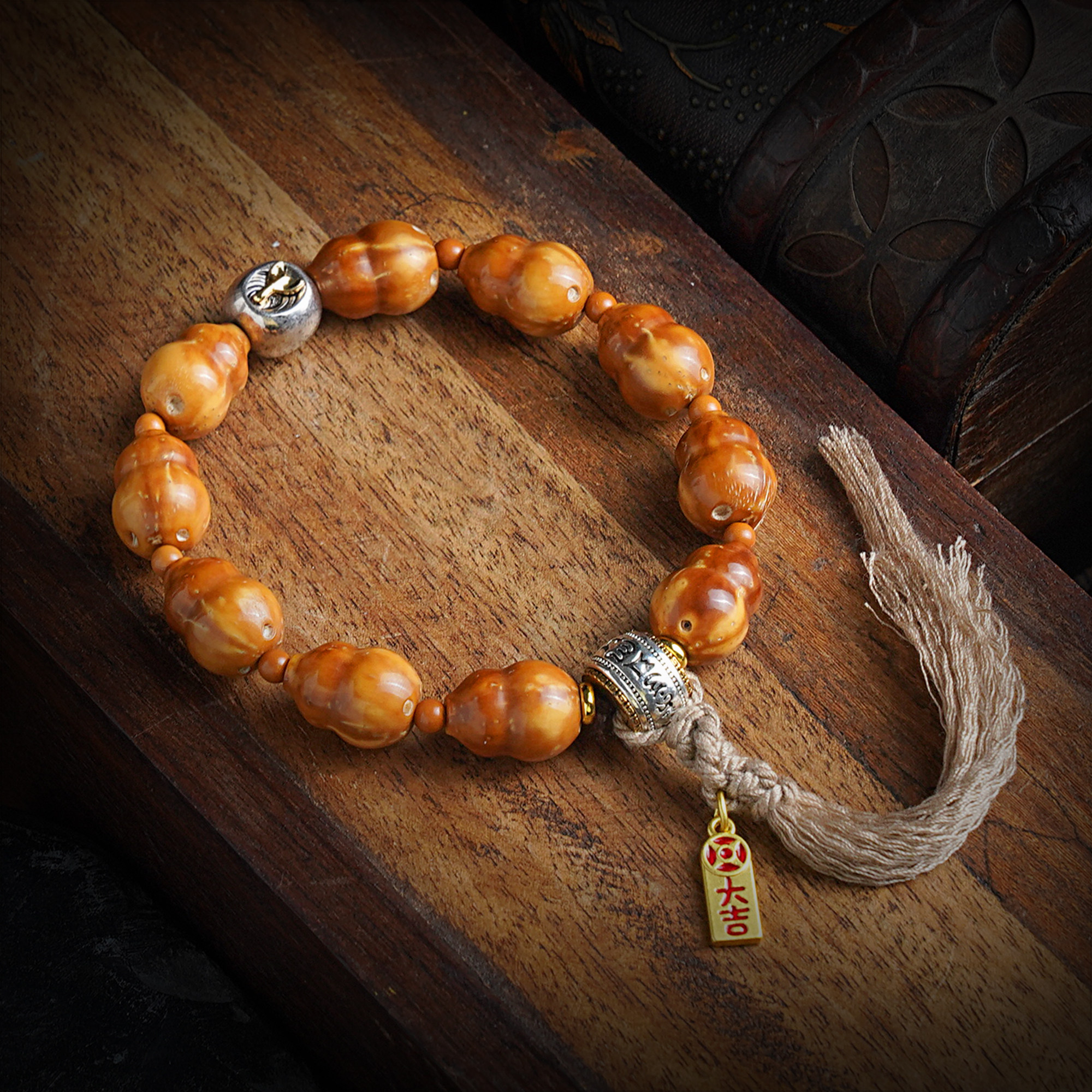 紫金鼠印尼黄皮葫芦菩提佛珠手串