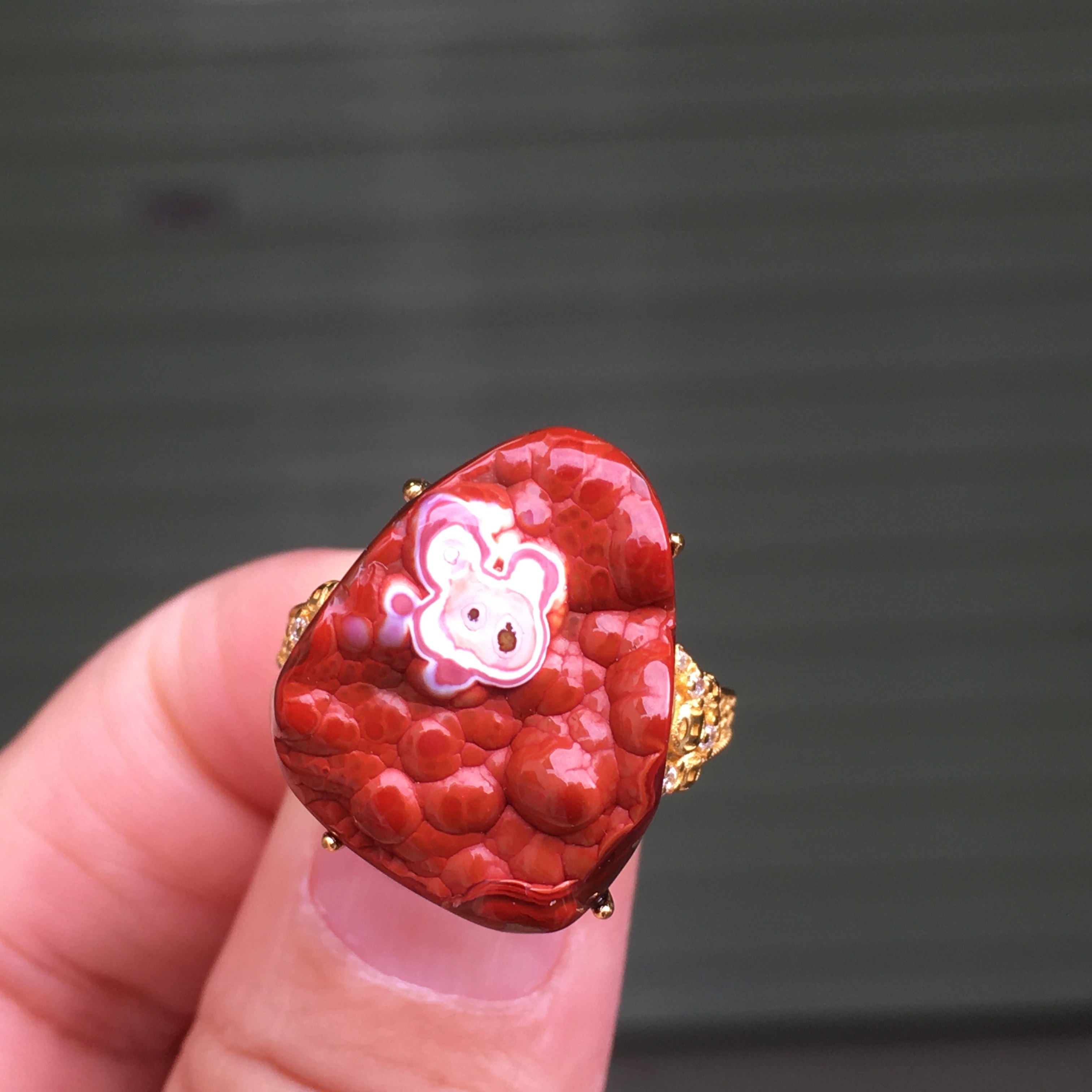 包浆戒指镶嵌南红玛瑙包浆