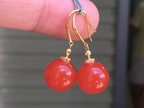 南红玛瑙耳饰女纯银红色耳环新中式耳坠新款耳钉本运年生日礼物