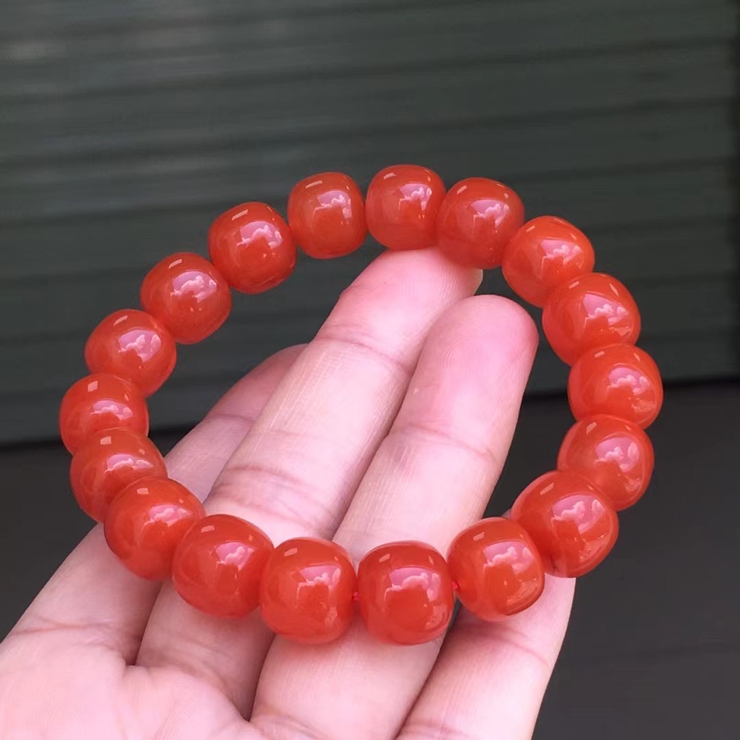 天然南红玛瑙樱桃红老型珠手串手链项链毛衣链