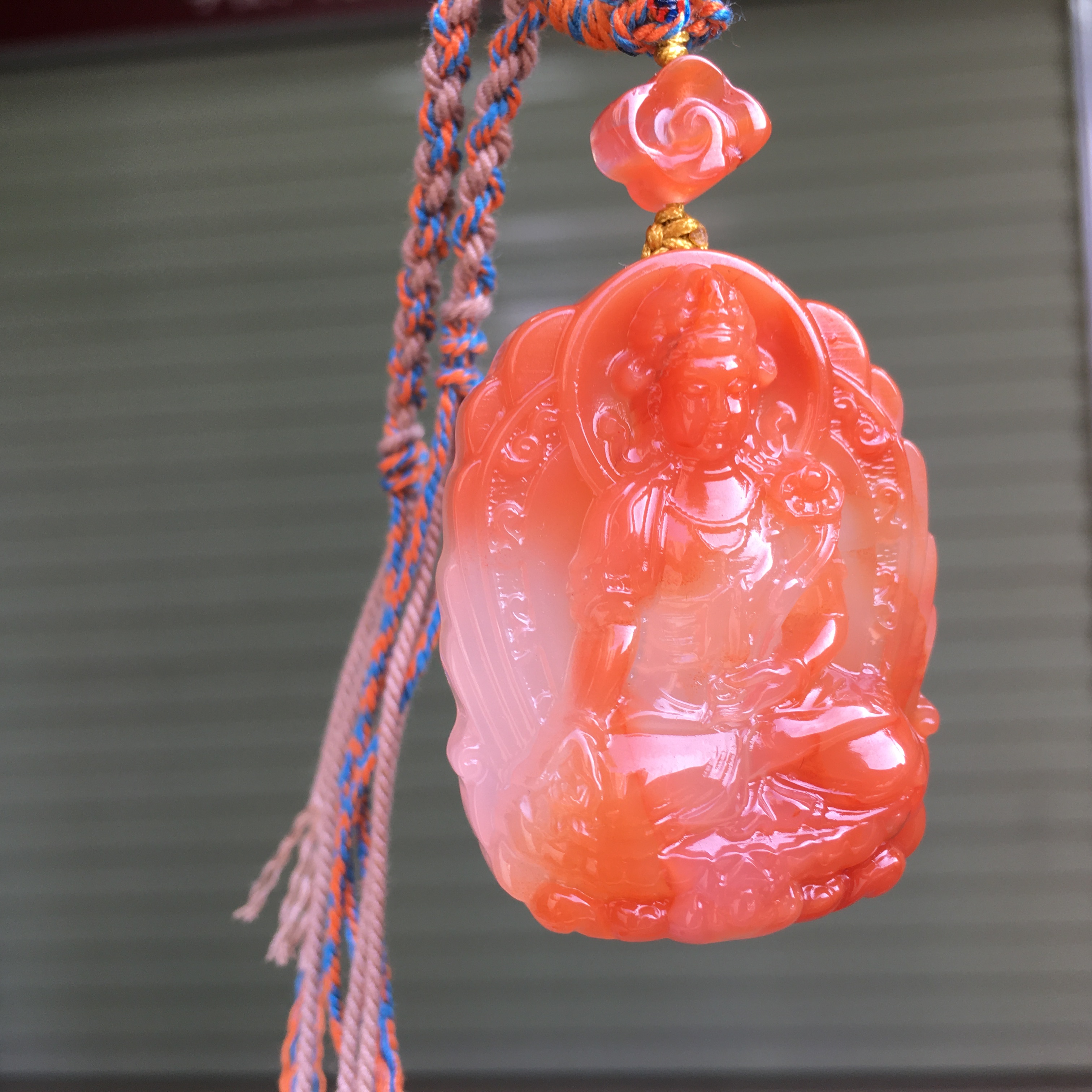 南红玛瑙吊坠挂件男女项链送证书瓦西料柿子红观音雕刻配饰