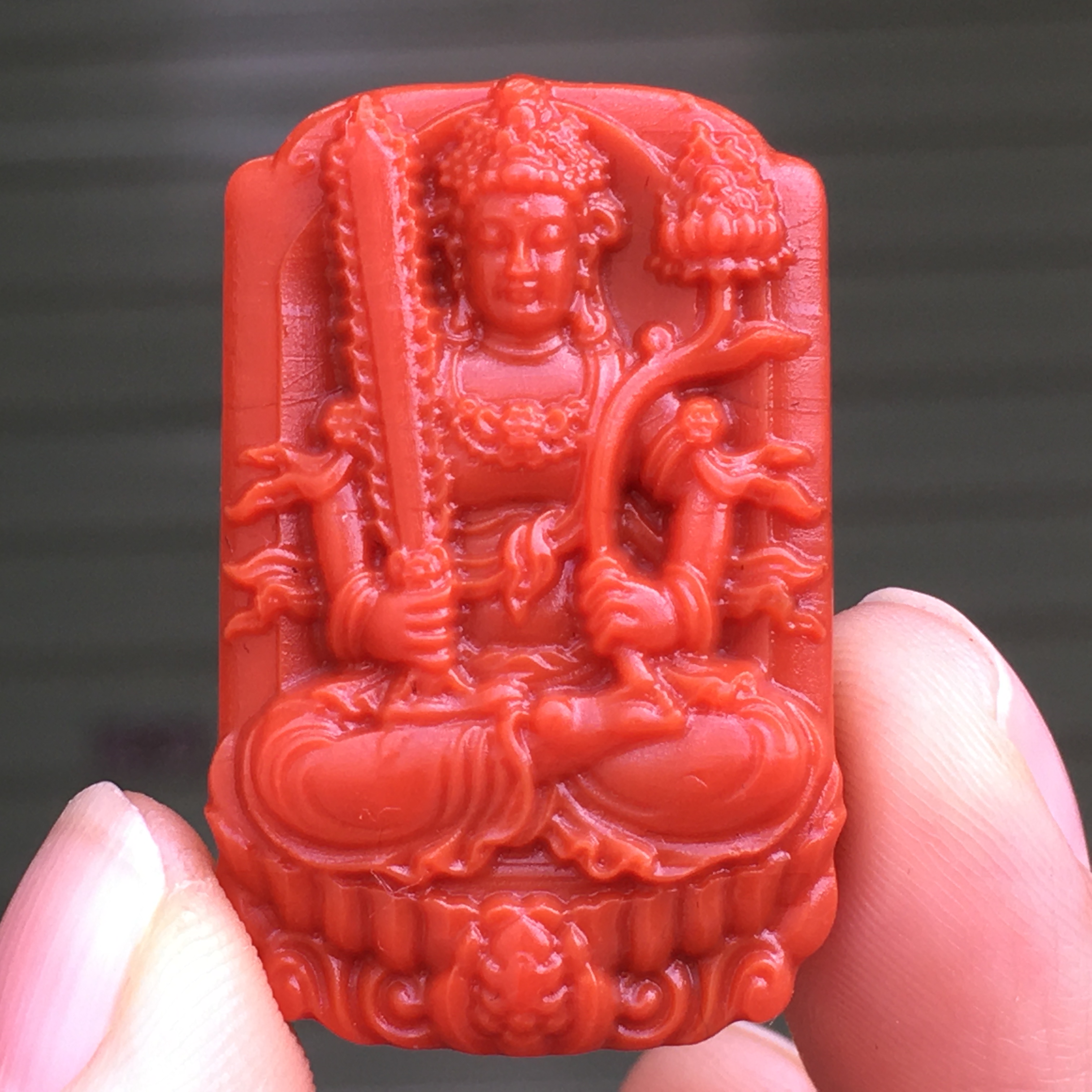 手串手链瓦西料柿子红佛珠满色满肉雕刻菩萨吊坠