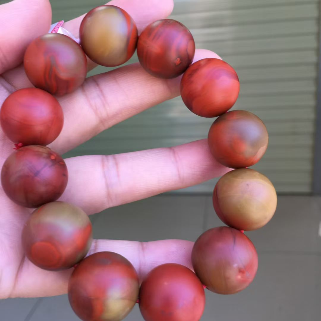 南红玛瑙手串手链瓦西料柿子红佛珠手串毛衣链黄皮包浆