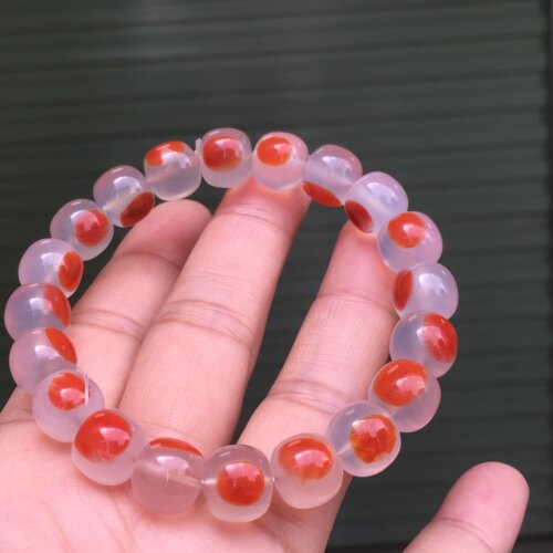 天然南红玛瑙原矿冰飘花手串手链瓦西料柿子红手串手链