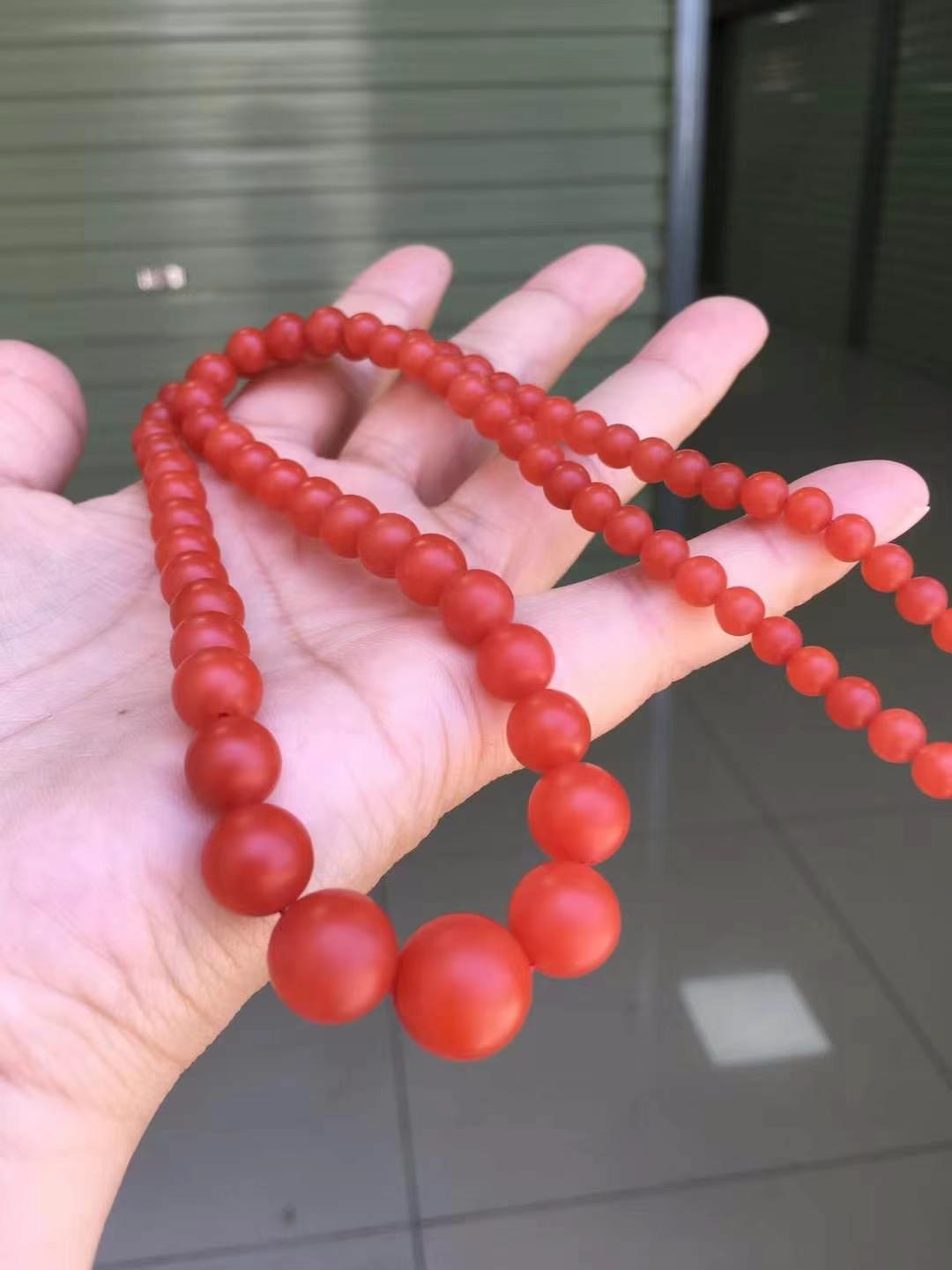 南红玛瑙原矿无胶无裂无烤色凉山九口料柿子红手串