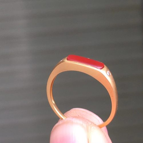 南红玛瑙戒指18k金镶嵌马鞍戒指指圈13可改