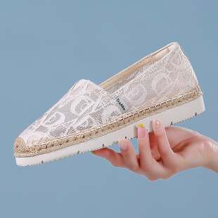 懒人夏季 女鞋 新款 镂空透气布鞋 Tt&Mm 一脚蹬平底单鞋 汤姆斯渔夫鞋