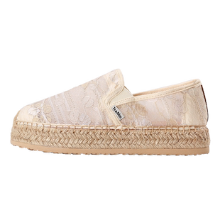 Tt&Mm/汤姆斯女鞋夏季新款镂空透气布鞋懒人一脚蹬增高厚底渔夫鞋