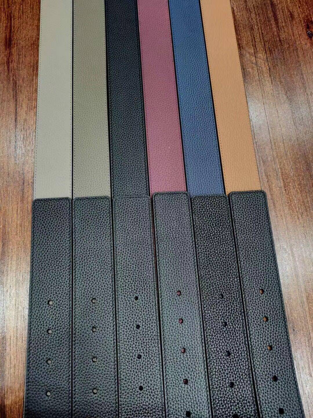 Lv皮带维修站4.0cm双面荔枝纹进口头层皮质感柔软正品手工送扣头