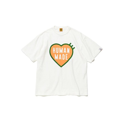 HUMAN MADE 情侣爱心Logo印花套头圆领短袖纯棉T恤 男女同款