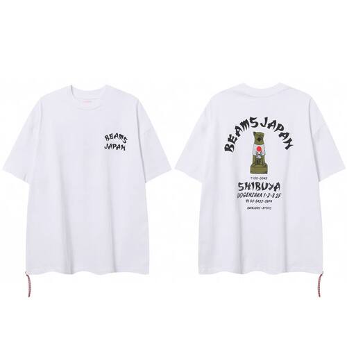 BEAMS JAPAN 26SS 日产定番红绳棉质宽松纯棉短袖休闲打底衫T恤潮