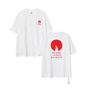 BEAMS JAPAN 马年限定 日系富士山印花红绳男女款圆领短袖T恤纯棉