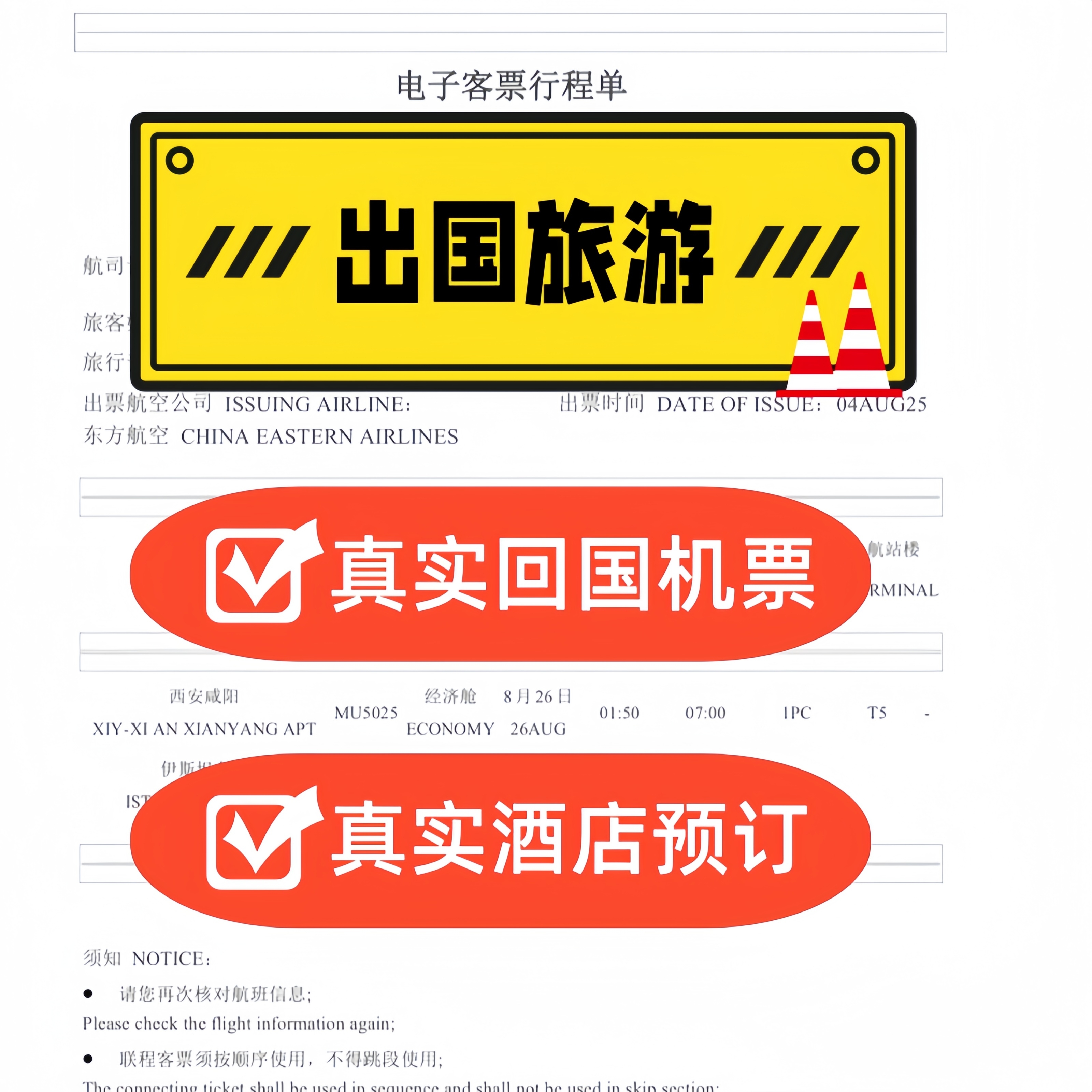 泰国美国马来新加坡柬埔寨全球回程机票订单返程预定单酒店预订单