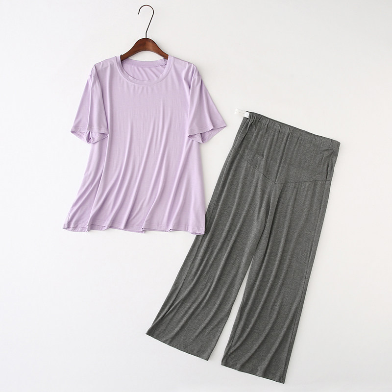 2022 새로운 여름 스타일 출산 모달 반팔 8부 바지 잠옷 출산 요양원 의류 세트