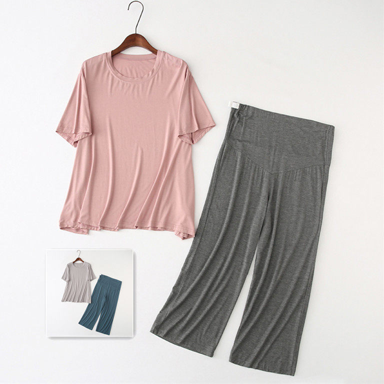 2022 새로운 여름 스타일 출산 모달 반팔 8부 바지 잠옷 출산 요양원 의류 세트