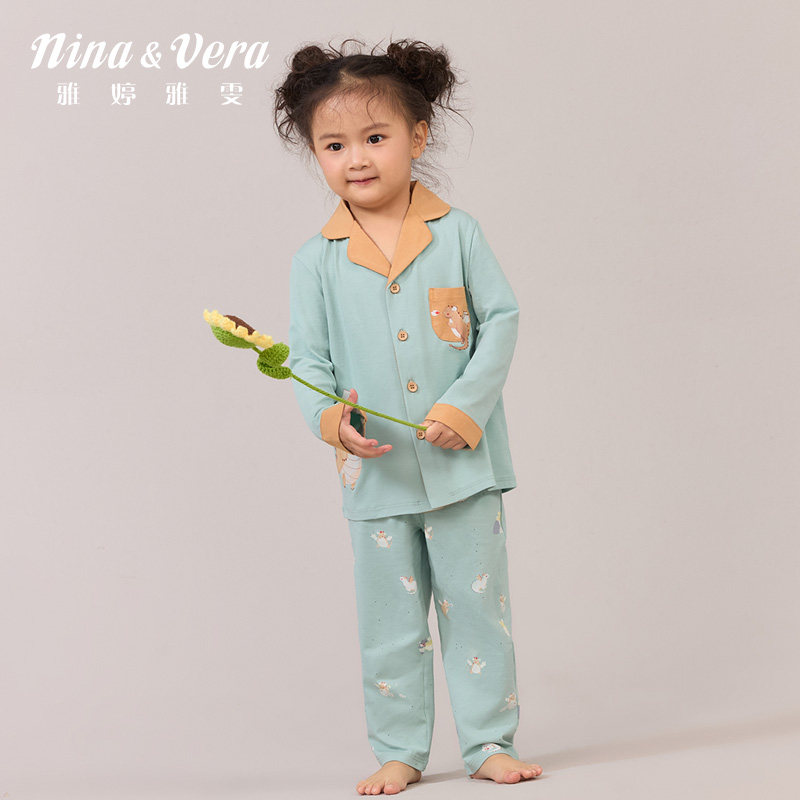 雅婷雅雯【莫代尔】2025年新款儿童女童秋冬季家居服睡衣套装可爱
