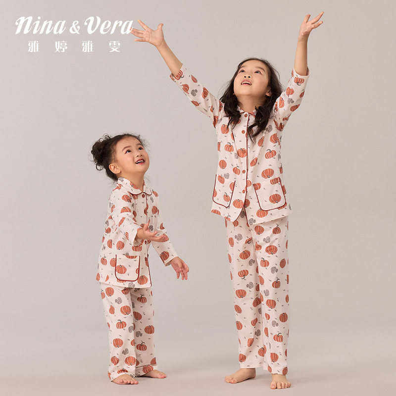 雅婷雅雯【莫代尔棉】2025年新款儿童女童秋冬季家居服睡衣套装