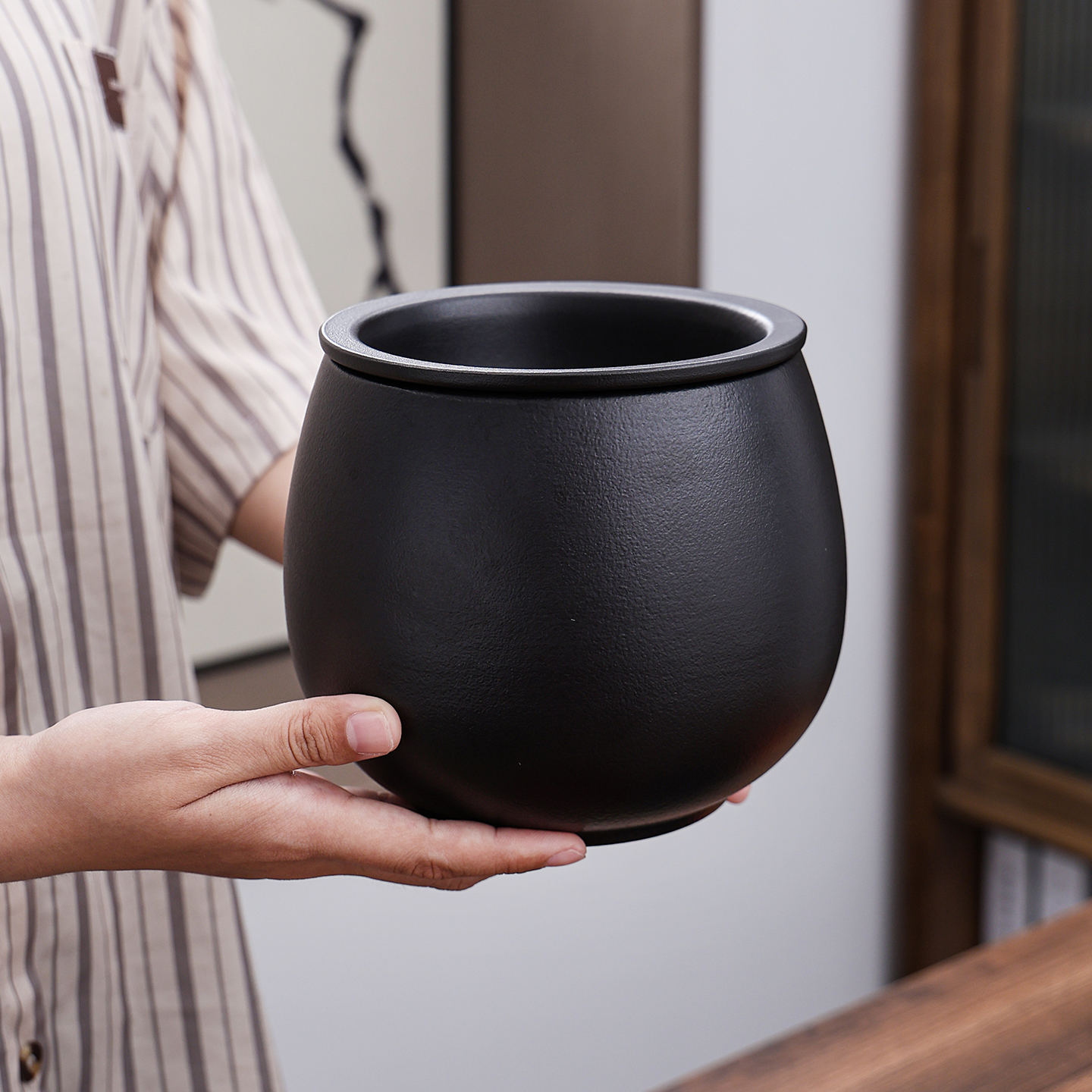 干湿分离陶瓷茶渣缸桌面家用泡茶带过滤水盂废水桶烟灰缸茶具茶洗