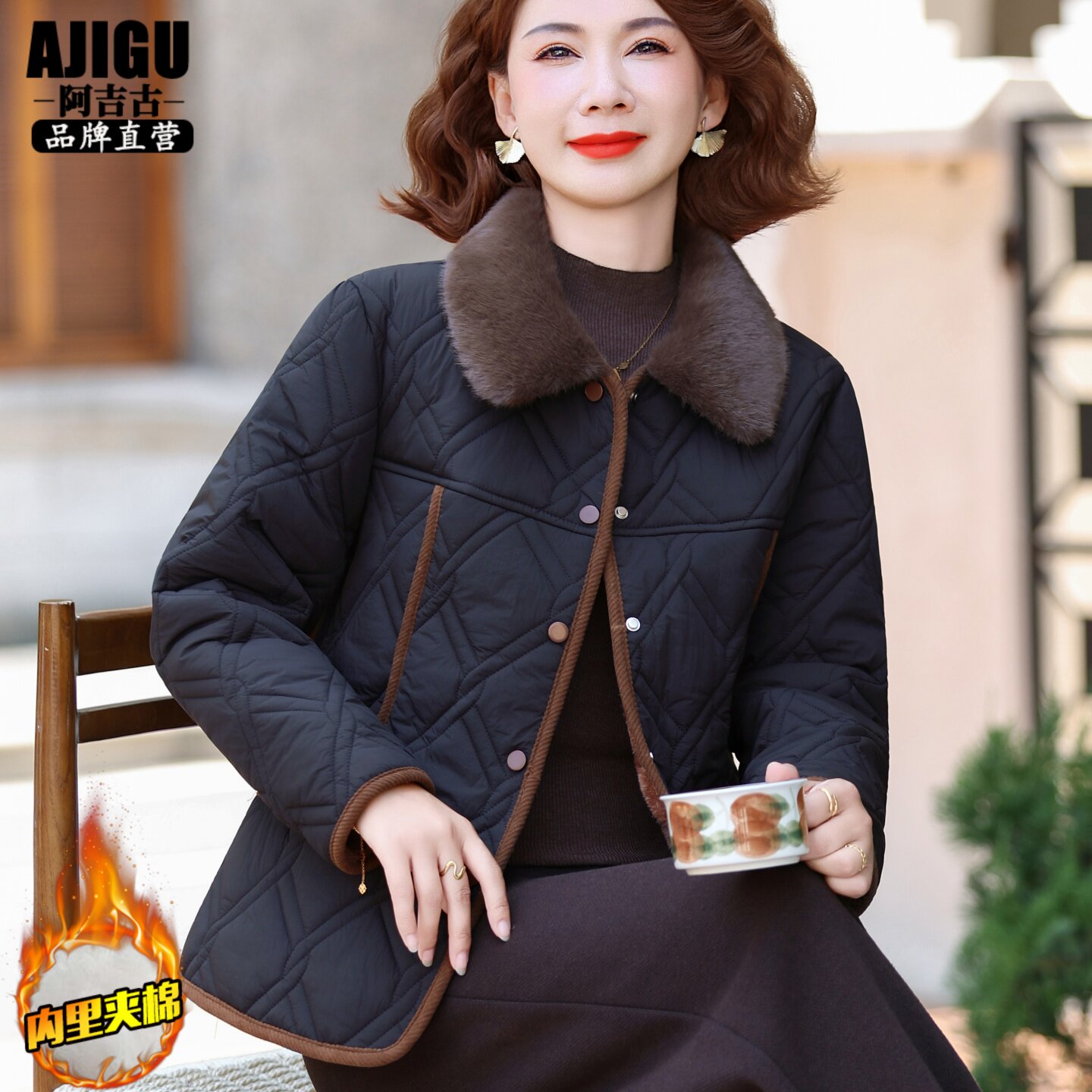 妈妈秋冬装洋气棉服中年女装2026新款棉袄中老年加绒加厚棉衣外套