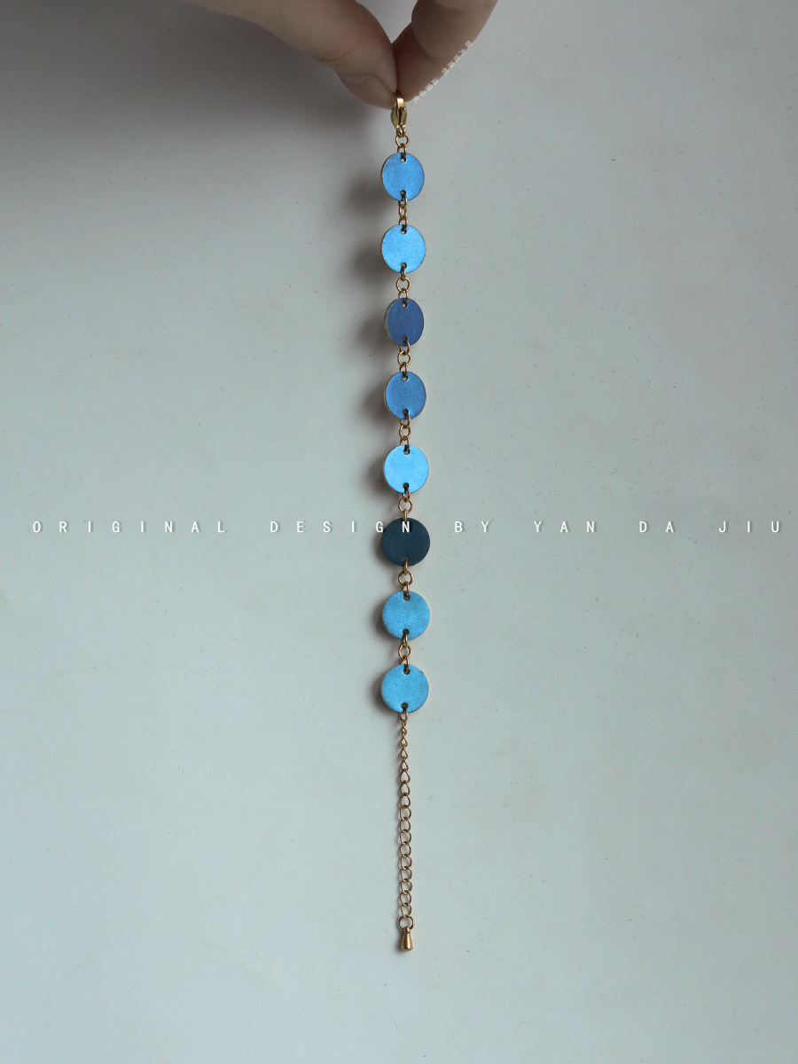 颜大玖《律动》大漆描金工艺玉Chong翅偏光色手链-手作铜胎漆器