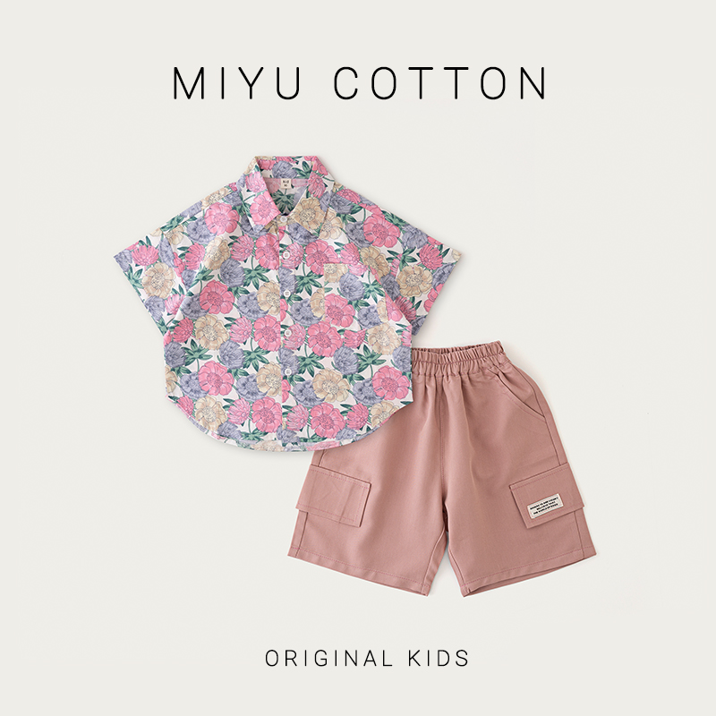 宝宝短袖衬衫2025新款儿童夏季短袖上衣男童碎花衬衣男孩夏装衣服