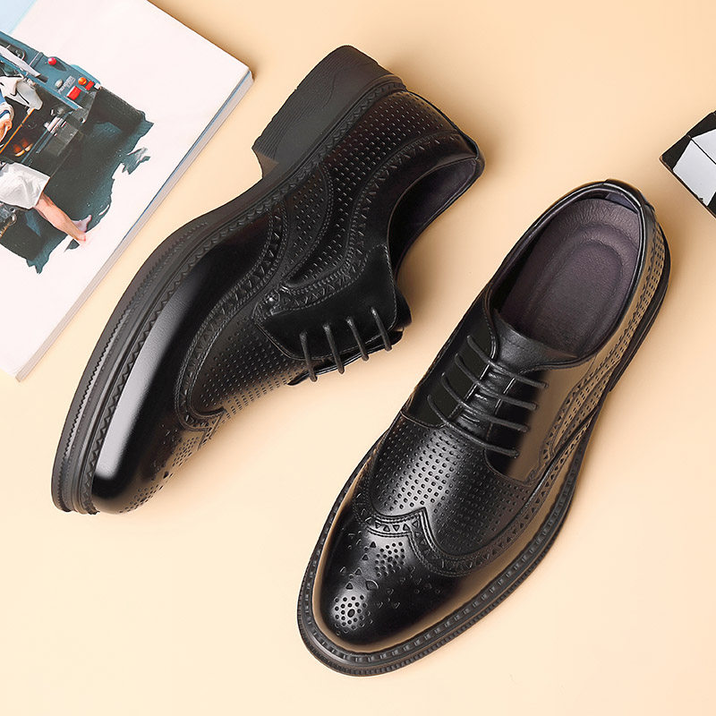 皮鞋男夏季镂空透气防臭雕花商务男鞋英伦正装真皮韩版洞洞凉鞋男