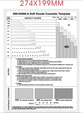 099-04896-A 外观缺陷 形状模板 点线规 污点对比卡灰度 异物伤痕