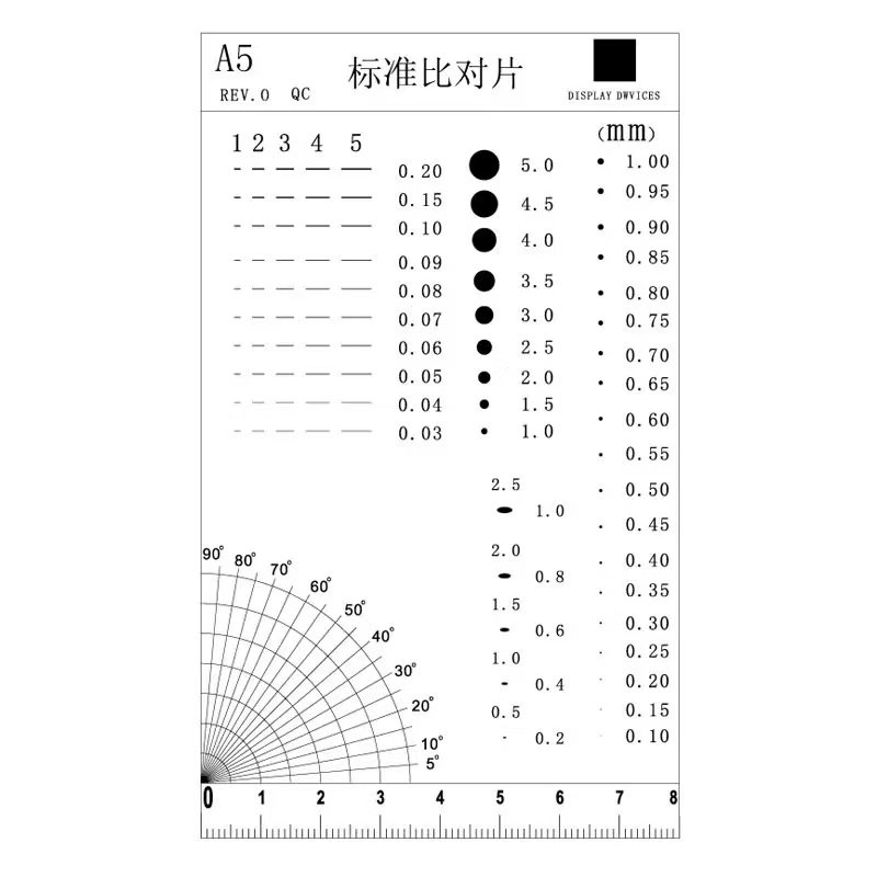 A5异物基准测试卡污点外观比对片标准菲林尺裂缝污迹外观检验点规