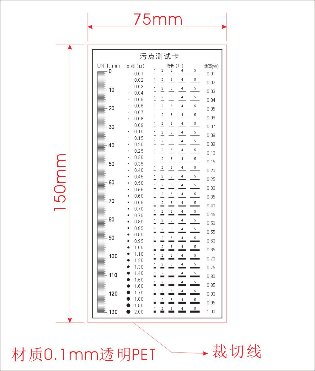 点线规 污点规 黑点卡 圆点 线条 菲林尺 卡规测量具  污点测试卡