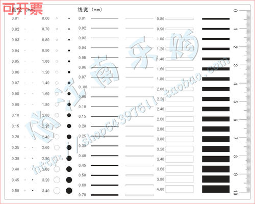 线规 线径污点卡、菲林尺、点规、点线规135x107mm