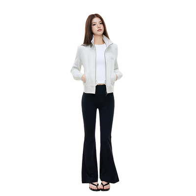 SDDANEROG 美式复古立领修身显瘦短款外套女休闲纯色刺绣夹克上衣