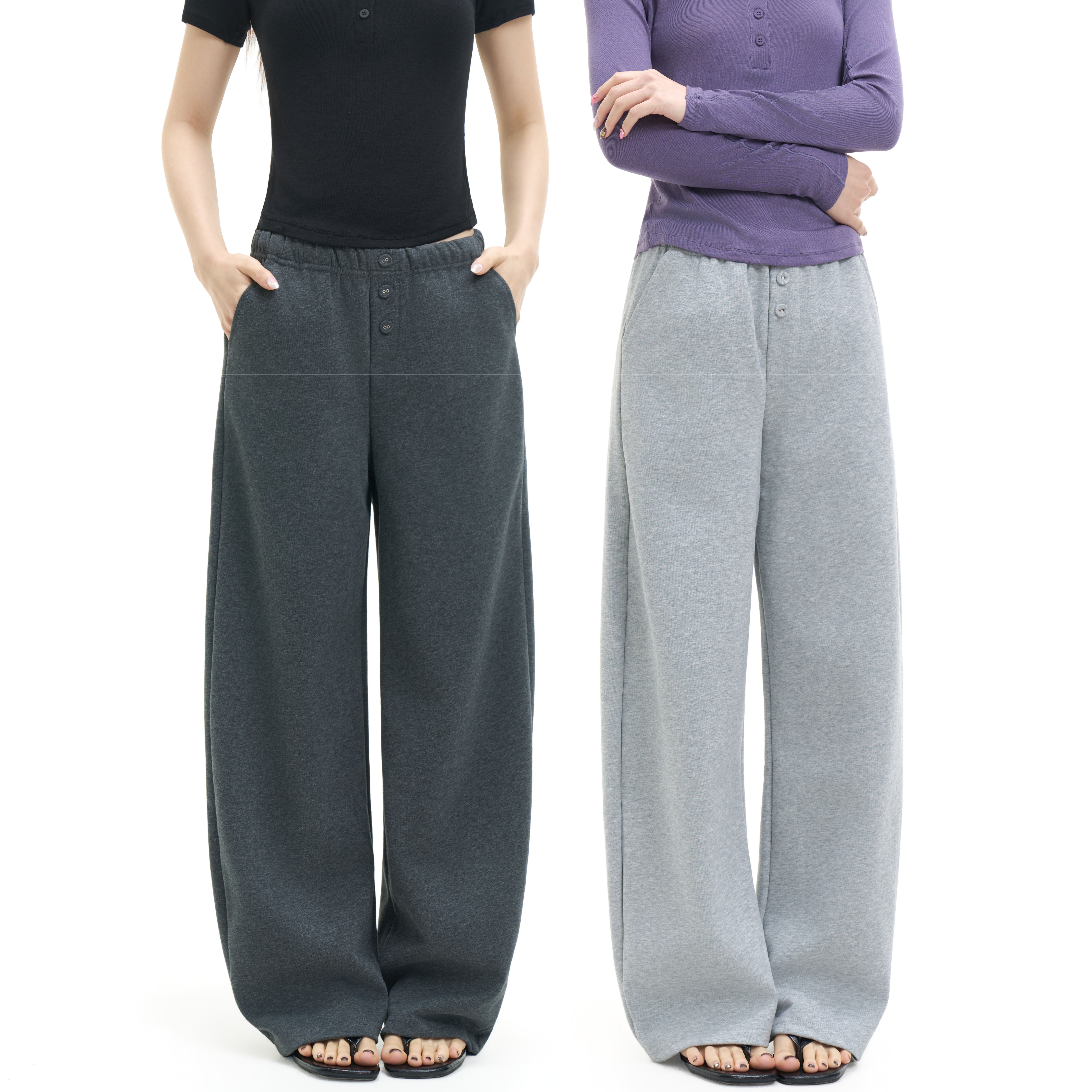 Sdd Anerog休闲宽松直筒弯刀裤显瘦纽扣运动九分裤女,女装/女士精品,卫裤,淘宝优惠券,粉丝福利购,淘宝优惠卷