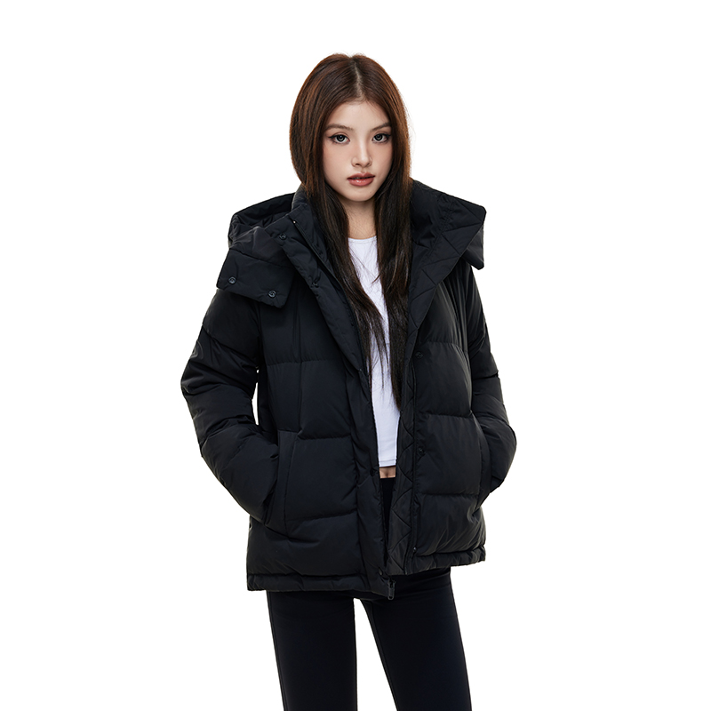 SDDANEROG 冬季加厚连帽可拆卸保暖羽绒服直筒微修身百搭外套