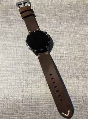 整皮对折头层疯马皮复古牛皮表带20x20mm22x22m24x24mm棕色