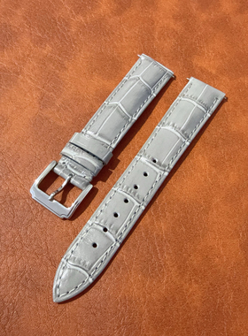 牛皮大象灰表带12mm14mm16mm18mm20mm22-24mm男女针扣鳄鱼纹金扣
