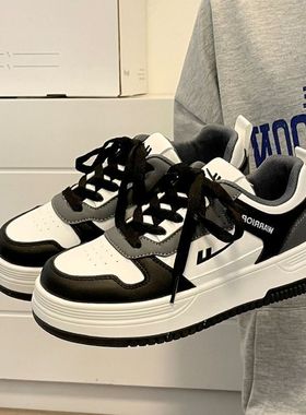 回力黑白熊猫男鞋情侣款2025新款秋冬加绒鞋子男百搭高级感板鞋女