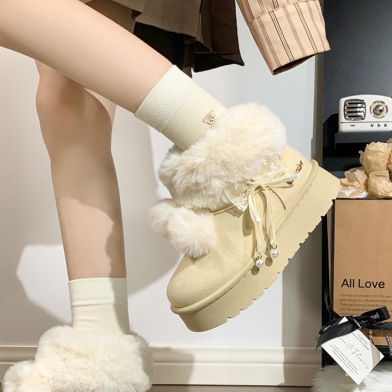 回力蝴蝶结雪地靴女2025新款冬季加厚保暖加厚棉鞋女毛毛鞋棉鞋女,女鞋,时尚雪地靴,淘宝优惠券,粉丝福利购,淘宝优惠卷