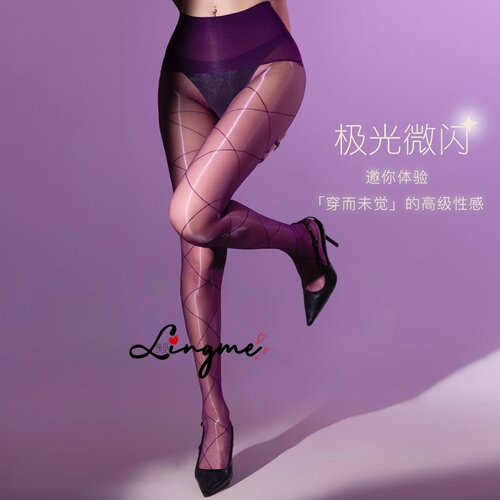 交叉菱格无缝超薄油亮性感连裤袜