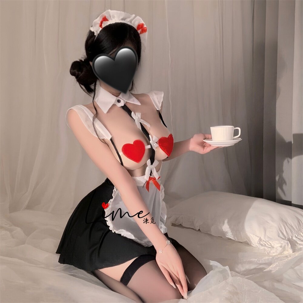 日系纯欲镂空爱心女仆性感女佣