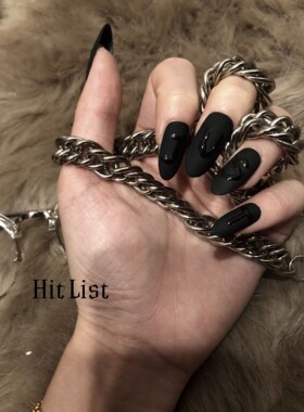 Hist List原创欧美大牌磨砂黑穿戴式美甲辣妹推荐假贴片彩妆指甲