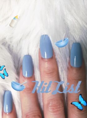泫雅风指甲假指甲贴片美甲日系少女心可盐可甜奶甜蓝亮面彩妆指甲