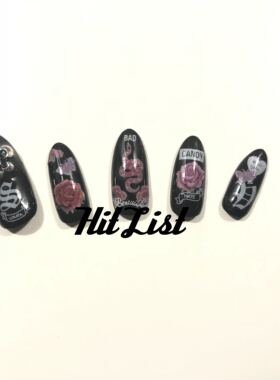 原创设计克罗心蛇纹饰品假指甲贴片黑暗指甲独特彩色穿戴式美甲