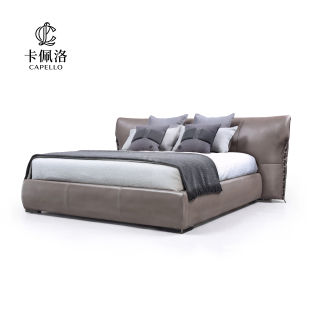 卡佩洛高端轻奢现代意式 极简高奢大平层别墅卧室真皮主卧双人大床