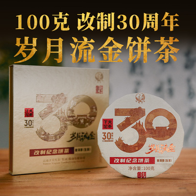 【100g小盒】下关沱茶岁月流金改制纪念饼普洱生茶叶2024年