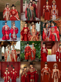 出租汉服婚服明宋制凤冠霞帔中式头饰重工新娘伴娘敬酒服秀禾租赁